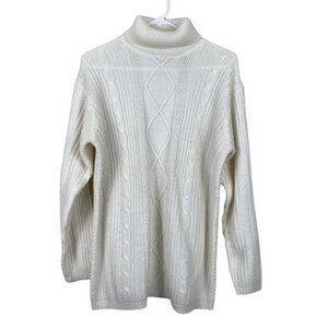 Baxter & Wells Women’s Ivory Cable Knit Turtleneck Sweater - Size Medium